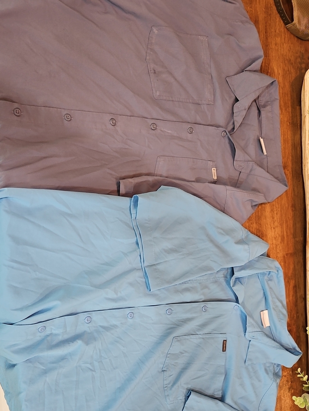 Men's Short-Sleeve  Columbia Button-Up Shirt - Light Blue And Gray 3xl